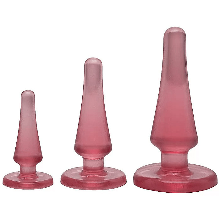 Набір анальних пробок Doc Johnson Crystal Jellies - Pink, макс. діаметр 2см - 3 см - 4 см