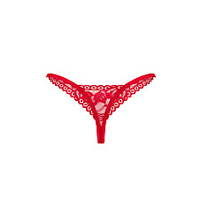 Кружевные стринги Obsessive Lacelove thong XL/2XL Red, низкая посадка