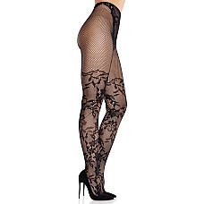 Колготки Leg Avenue Dahlia Lace Tights with Net Thigh Detail One Size
