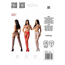 Еротичні колготки-бодістокінг з ажурним поясом Passion S027 One Size, black, відкритий доступ