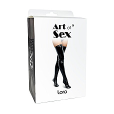Сексуальные виниловые чулки Art of Sex - Lora, размер S, с эффектом мокрого бархата