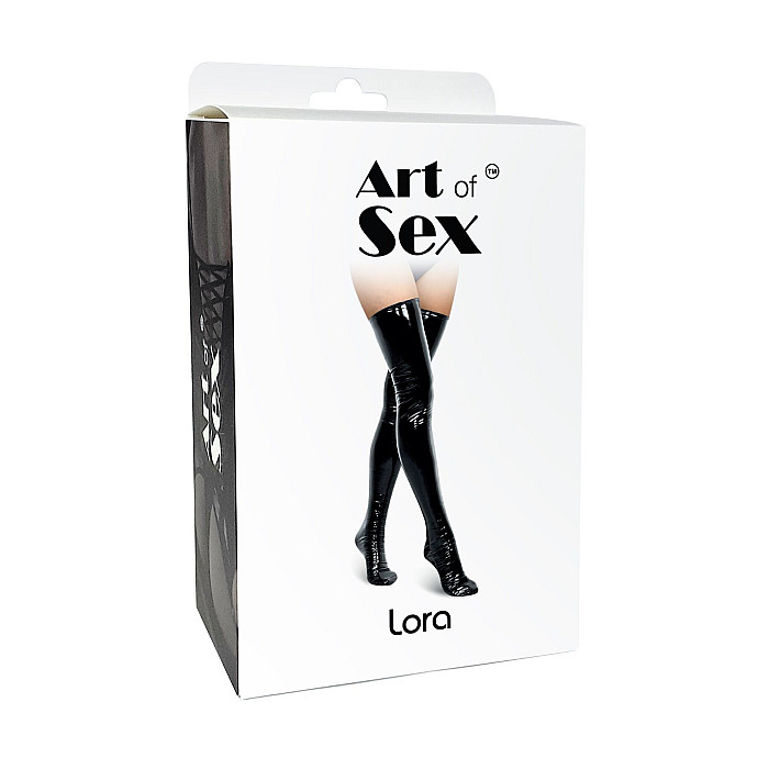 Сексуальні вінілові панчохи Art of Sex - Lora, розмір S, з ефектом мокрого оксамиту