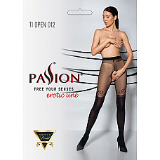 Колготки с открытым доступом, двойная плотность Passion TIOPEN 012 1/2 (20/40 den), black