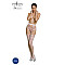 Эротические колготки-бодистокинг Passion ECO S004 white, закрытые трусики, декор, подвязки