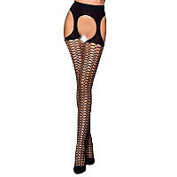 Еротичні колготки Passion TIOPEN 004 1/2 (fishnet 40 den), nero, імітація панчох і пояса