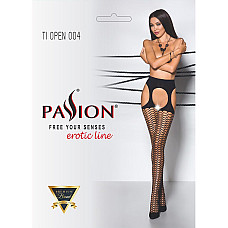 Эротические колготки Passion TIOPEN 004 1/2 (fishnet 40 den), nero, имитация чулок и пояса