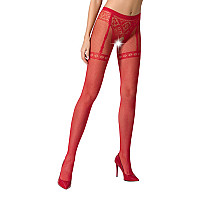 Колготки-бодистокинги Passion S012 One Size, Red, имитация чулок, пояса и кружевных трусиков