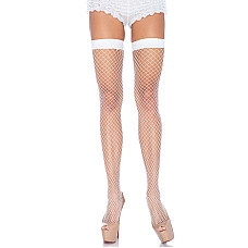 Чулки-сетка Leg Avenue Fishnet Thigh Highs One size, White, мелкая сетка