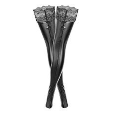 Чулки с мокрым эффектом Noir Handmade F135 Powerwetlook stockings, XL, без мысков