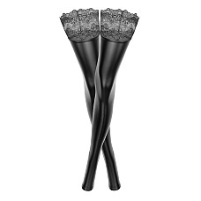 Чулки с мокрым эффектом Noir Handmade F135 Powerwetlook stockings, XL, без мысков