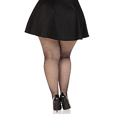 Колготки Leg Avenue Spandex micro net tights, 1X/2X, черные, в мелкую сетку, средняя посадка