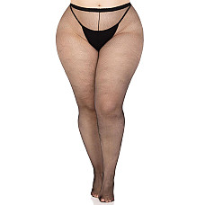 Колготки Leg Avenue Spandex micro net tights, 1X/2X, черные, в мелкую сетку, средняя посадка