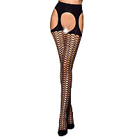 Еротичні колготки Passion TIOPEN 004 3/4 (fishnet 40 den), black, імітація панчох і пояса
