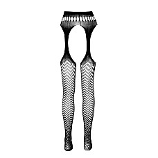Эротические колготки-бодистокинг Passion ECO S002 black, с доступом, геометрическое плетение