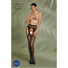 Эротические колготки-бодистокинг Passion ECO S002 black, с доступом, геометрическое плетение