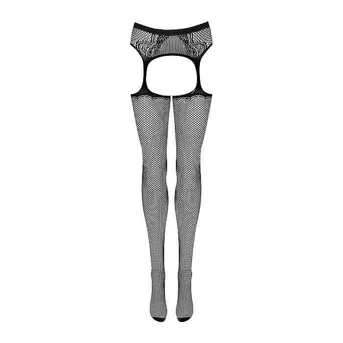 Сітчасті панчохи-стокінги з візерунком на сідницях Obsessive Garter stockings S232 S/M/L, чорні, імі