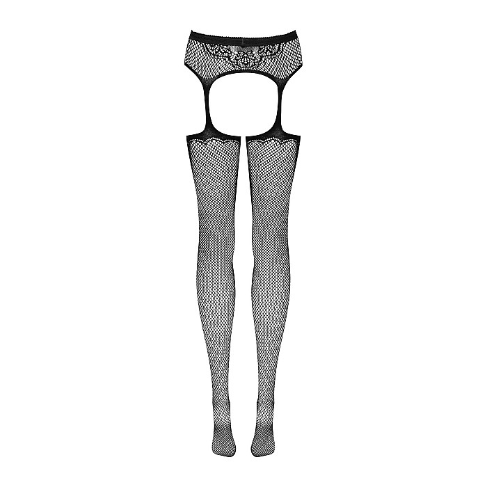 Сітчасті панчохи-стокінги з візерунком на сідницях Obsessive Garter stockings S232 S/M/L, чорні, імі