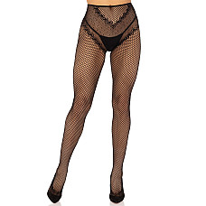 Стрип-колготки Leg Avenue Crotchless Net Tights with Heart Backseam, One Size, черные, с доступом