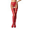 Сетчатые чулки-стокинги Passion S016 One Size, Red, имитация ажурного пояса с гартерами