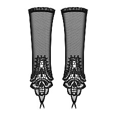 Сітчасті мітенки з мереживом Obsessive Luiza mittens One size, чорні