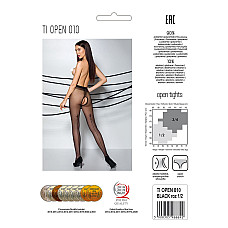Колготки с открытым доступом, контрастная линия Passion TIOPEN 010 3/4 (20 den), black
