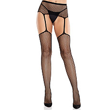 Колготки-чулки Leg Avenue Backseam Net Stockings with Garter Belt One Size Black