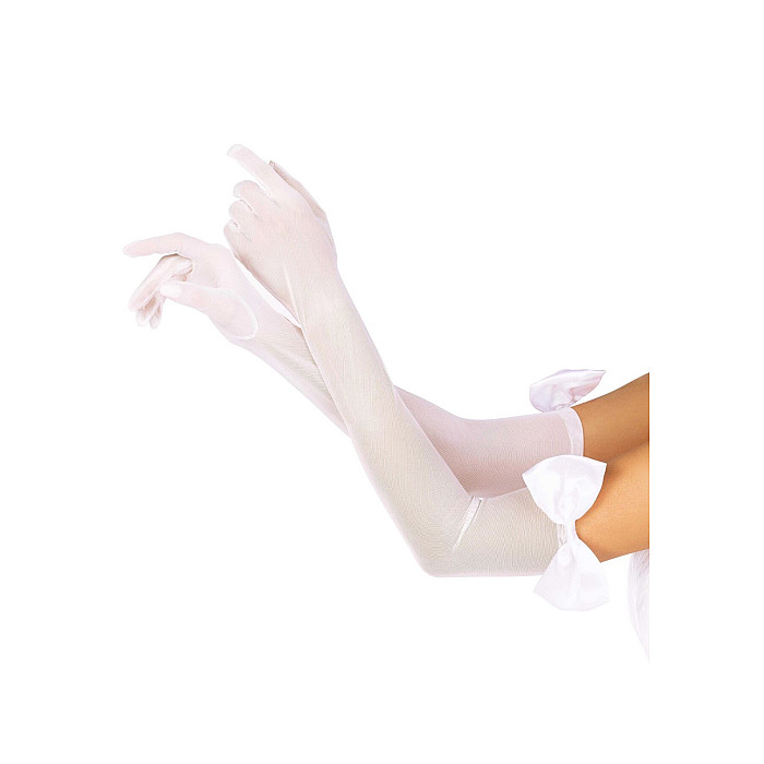 Довгі рукавички Leg Avenue Opera length bow top gloves White