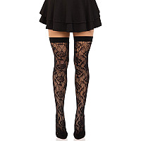 Панчохи Leg Avenue Wild rose net thigh highs One Size