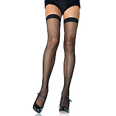 Чулки-сетка Leg Avenue Nylon Fishnet Thigh Highs One size, Black, мелкая сетка