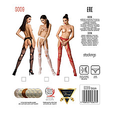 Эротические колготки-бодистокинг Passion S009 red, имитация чулок и пояса