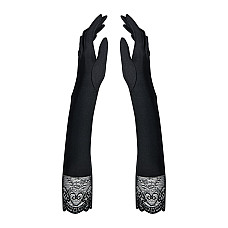 Высокие перчатки с камнями и кружевом Obsessive Miamor gloves, black