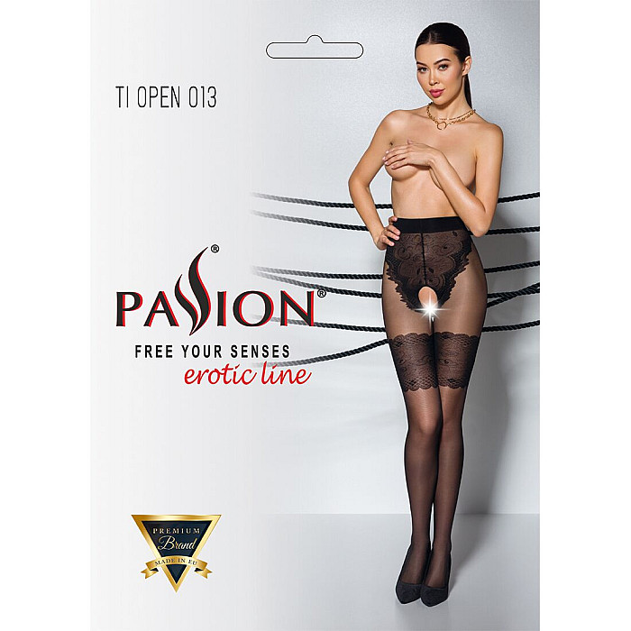 Колготки с открытым доступом, ажурные трусики и подвязки Passion TIOPEN 013 5 (20/40 den), black
