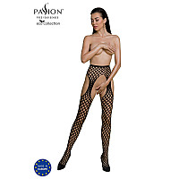 Еротичні колготки-бодістокінг Passion ECO S003 black, з доступом, імітація підв’язок