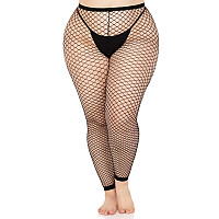 Колготки без стопы Leg Avenue Industrial Net footless tights, 1X/2X, черные, в сетку