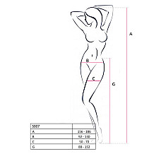 Колготки-бодистокинги с открытым доступом Passion S017 One Size, Red, имитация чулок и пояса