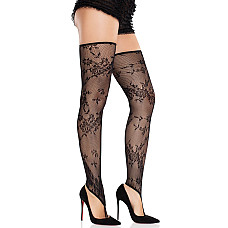 Чулки Leg Avenue Floral Net Toe Loop Footless Thigh Highs One Size