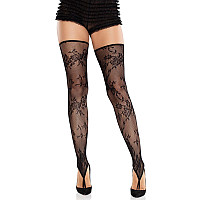 Чулки Leg Avenue Floral Net Toe Loop Footless Thigh Highs One Size