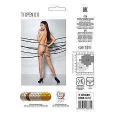 Телесные колготки с открытым доступом, контрастные шортики Passion TIOPEN 011 3/4 (20 den), beige