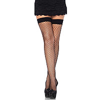 Панчохи-сітка Leg Avenue Fishnet Thigh Highs Black, дрібна сітка, one size