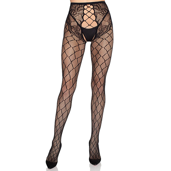 Колготки Leg Avenue Net Tights with Crotchless Panty One Size Black