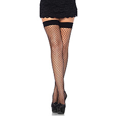 Чулки-сетка Leg Avenue Fishnet Thigh Highs Plus size, Black, классическая сетка