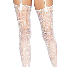 Чулки Leg Avenue Daisy Dot Fishnet Stockings One Size White