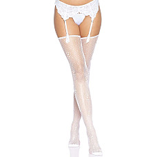 Чулки Leg Avenue Daisy Dot Fishnet Stockings One Size White