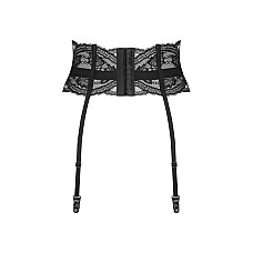Пояс для чулок Obsessive Nutris garter belt, XS/S, кружевной, с длинными пажами