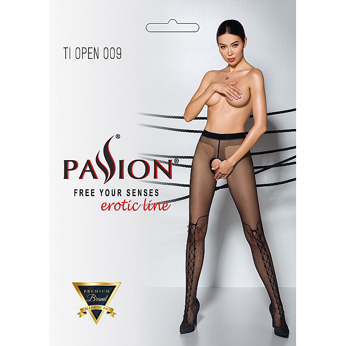 Колготки з відкритим доступом, імітація ботфорт Passion TIOPEN 009 5 (20 den), black