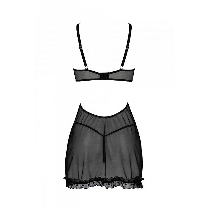 Эротический пеньюар Passion MARINA CHEMISE, S/M, black