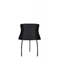 Пояс-корсет из экокожи Passion CELINE SET with Open Bra 4XL/5XL, black, шнуровка, пажи, стринги