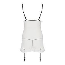 Сорочка прозрачная с пажами Passion ORIHIME CHEMISE XXL/XXXL, white, трусики, стрэпы
