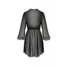 Пеньюар Passion AMBERLY PEIGNOIR 4XL/5XL, black, ажурные декольте и манжеты, широкие рукава