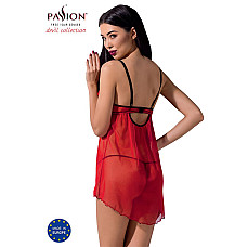 Прозрачный пеньюар с открытой грудью CHERRY CHEMISE red XXL/XXXL - Passion Exclusive, трусики